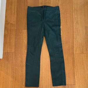 Theory Leather Forest Green Trousers